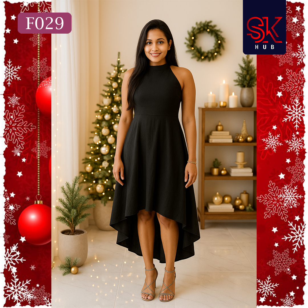 Crimson Elegance High-Low Cocktail Dress – F029