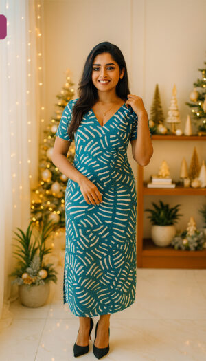 Emerald Wave Midi Dress – F117