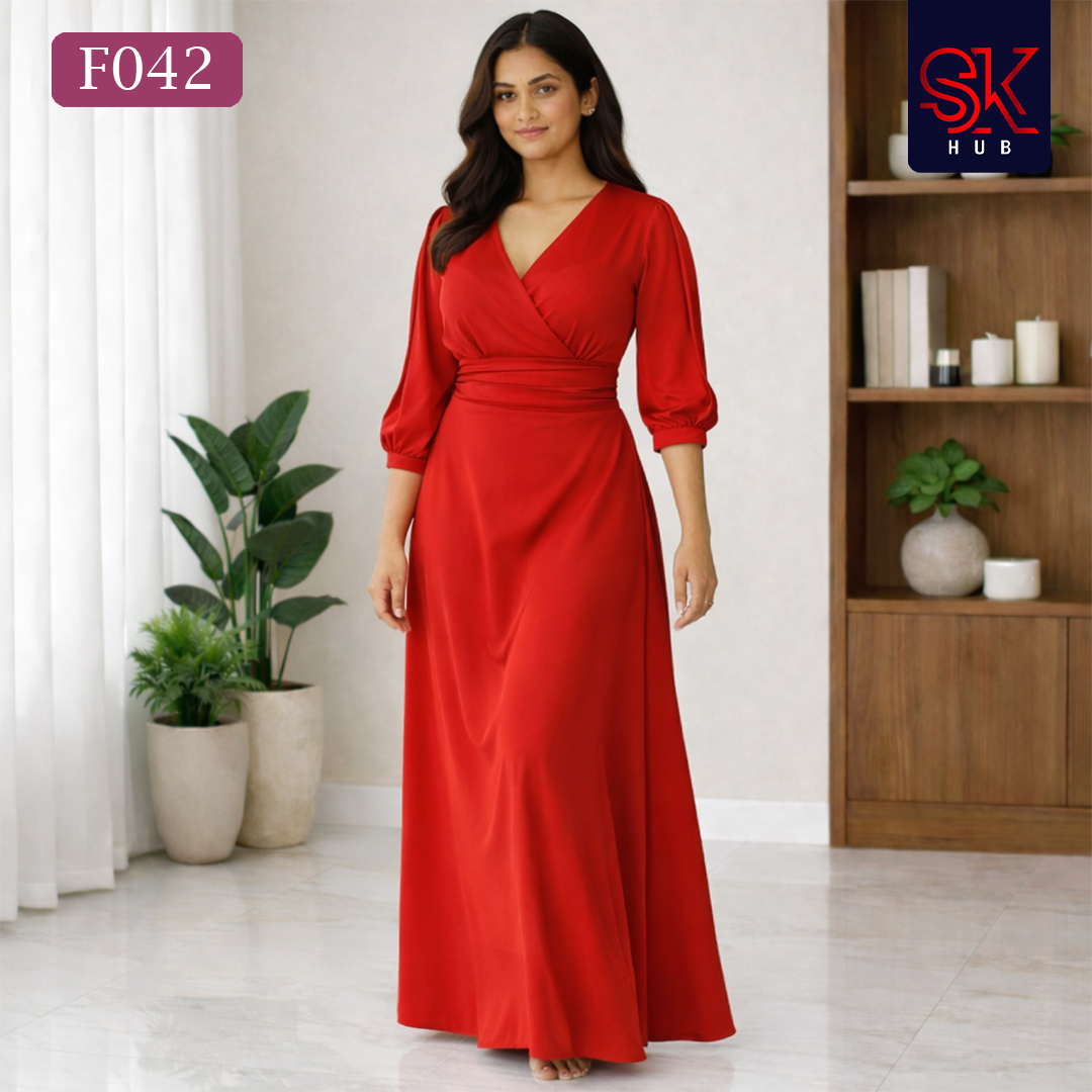 Rose Glow Split-Sleeve Maxi – F042 - Image 3